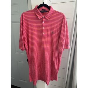Polo Golf Ralph Lauren Polo Shirt Mens XL Pink Striped Vintage Lisle Pima Cotton